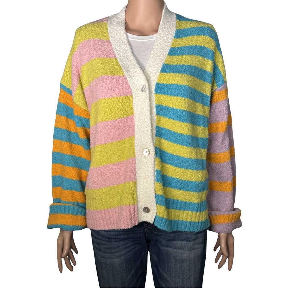 NWT Rails Geneva Multicolor Striped Color Block‎ Cardigan Size L